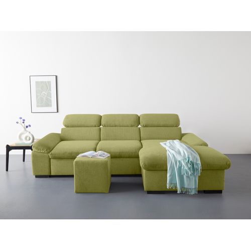 COTTA Ecksofa »Lola L-Form«, (Set, mit Hocker), mit Hocker & Kopfteilfunktion, wahlw. Bett- und Armteilfunktion