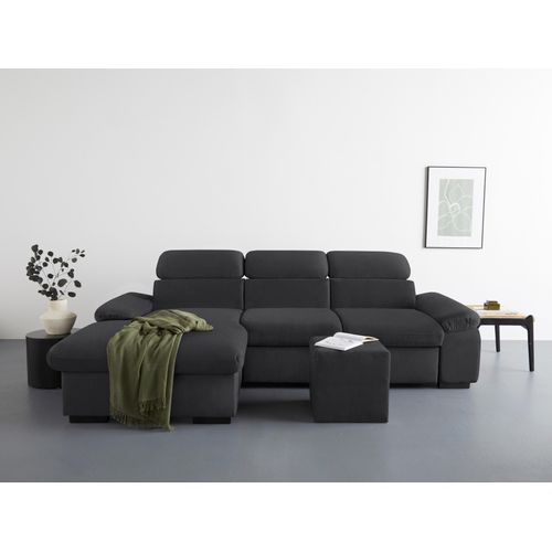 COTTA Ecksofa »Lola L-Form«, (Set, mit Hocker), mit Hocker & Kopfteilfunktion, wahlw. Bett- und Armteilfunktion