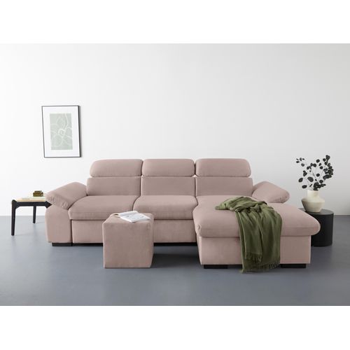 COTTA Ecksofa »Lola L-Form«, (Set, mit Hocker), mit Hocker & Kopfteilfunktion, wahlw. Bett- und Armteilfunktion