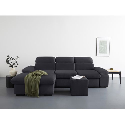 COTTA Ecksofa »Lola L-Form«, (Set, mit Hocker), mit Hocker & Kopfteilfunktion, wahlw. Bett- und Armteilfunktion