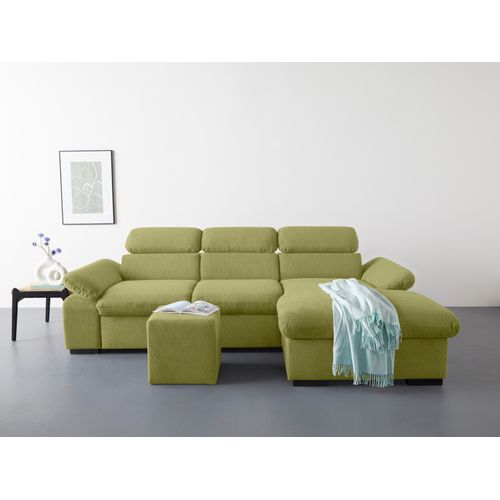 COTTA Ecksofa »Lola L-Form«, (Set, mit Hocker), mit Hocker & Kopfteilfunktion, wahlw. Bett- und Armteilfunktion