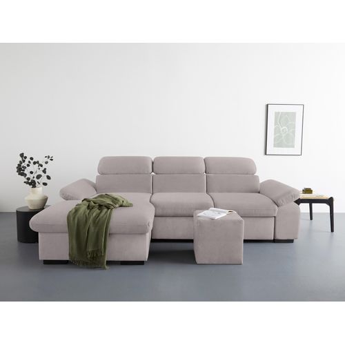 COTTA Ecksofa »Lola L-Form«, (Set, mit Hocker), mit Hocker & Kopfteilfunktion, wahlw. Bett- und Armteilfunktion