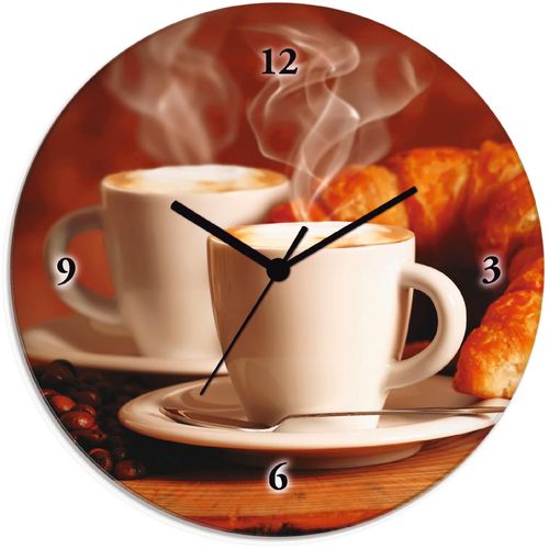 Artland Wanduhr »Dampfender Cappuccino und Croissant«, wahlweise mit Quarz- oder Funkuhrwerk, lautlos ohne Tickgeräusche