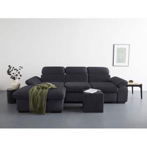 COTTA Ecksofa »Lola L-Form«, (Set, mit Hocker), mit Hocker & Kopfteilfunktion, wahlw. Bett- und Armteilfunktion