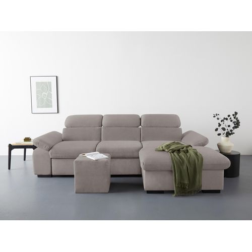 COTTA Ecksofa »Lola L-Form«, (Set, mit Hocker), mit Hocker & Kopfteilfunktion, wahlw. Bett- und Armteilfunktion