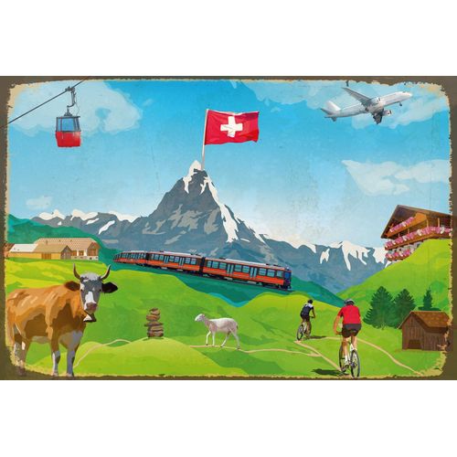 queence Metallbild »VACATION«, Schweiz, Blechschilder