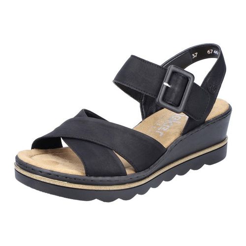 Rieker Keilsandalette, Sommerschuh, Sandale, Keilabsatz, mit gekreuzten Bandagen