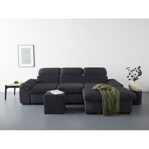 COTTA Ecksofa »Lola L-Form«, (Set, mit Hocker), mit Hocker & Kopfteilfunktion, wahlw. Bett- und Armteilfunktion