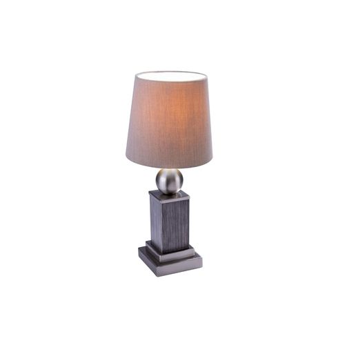 Textil Tischleuchte, Holz, nickel matt, Höhe 34 cm