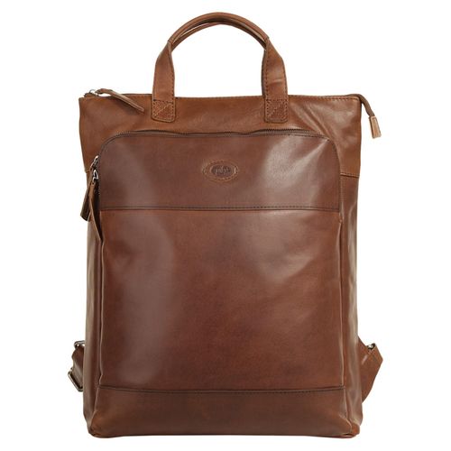 Laptoprucksack PIKÉ, Gr. B/H/T: 38cm x 30cm x 9cm, onesize, braun, Rindsleder, Leder, unifarben, klassisch, Rucksäcke, echt Leder