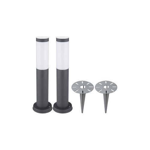 2x Sockelleuchte, Edelstahl anthrazit, Erdspieß