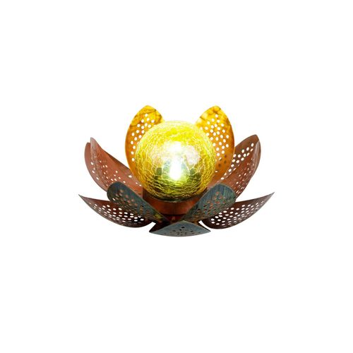 LED Solarleuchte, Lotusblume, grün, gold