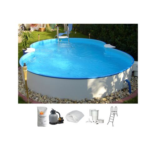 Achtformpool CLEAR POOL Schwimmbecken Gr. B/H/L: Breite 350cm x Höhe 120cm x Länge 540cm, 18000 l, weiß 540x350x120 cm inkl. umfangreichem Zubehör für den Teileinbau