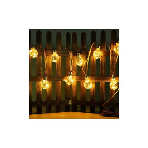 LED Solar Lichterkette, 10x Glühbirnen, Hanfseil, L 570 cm