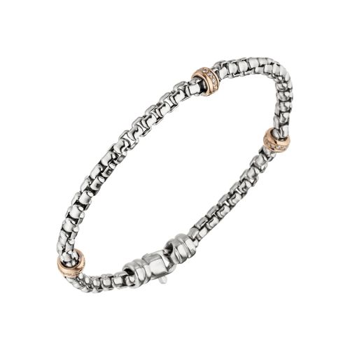 Goldarmband JOBO Armbänder Gr. Roségold 585-Weißgold 585-Diamanten, rosegold (roségold 585) Damen 585 Gold bicolor mit 39 Diamanten 19 cm