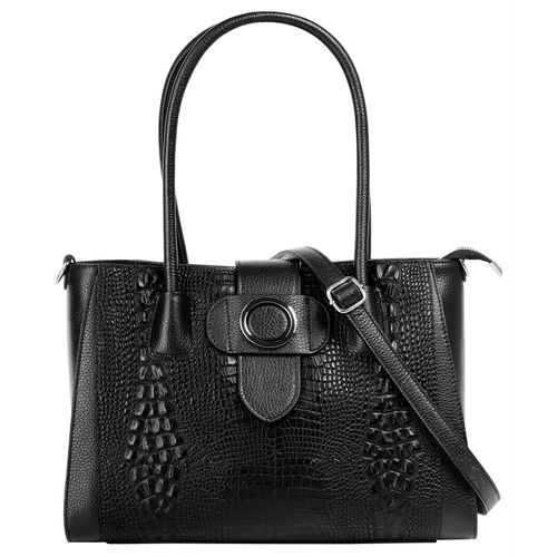 Shopper CLUTY, Damen, Gr. B/H/T: 30cm x 23cm x 12cm onesize, schwarz, Leder, Taschen, echt Leder, Made in Italy