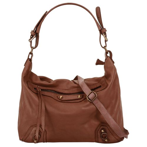 Shopper SAMANTHA LOOK Gr. B/H/T: 35cm x 32cm x 12cm onesize, braun (cognac) Damen Taschen echt Leder, Made in Italy