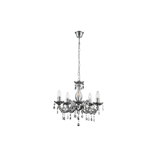 Kronleuchter, Lüster, Kristalle, silber, 5-flammig, H 128 cm