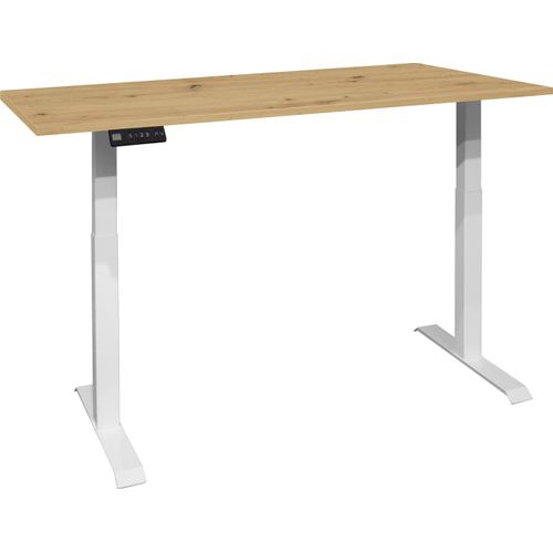 Schreibtisch MÄUSBACHER "Big System Office" Tische Gr. B: 120cm, weiß (weiß matt, asteiche, asteiche) Breite 120 cm, elektrisch höhenverstellbar