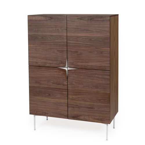 Hochkommode WOODMAN, braun (nuss), B:100cm H:140cm T:48cm, Sideboards, Holzfurnier aus Eiche, im Skandinavischen Design