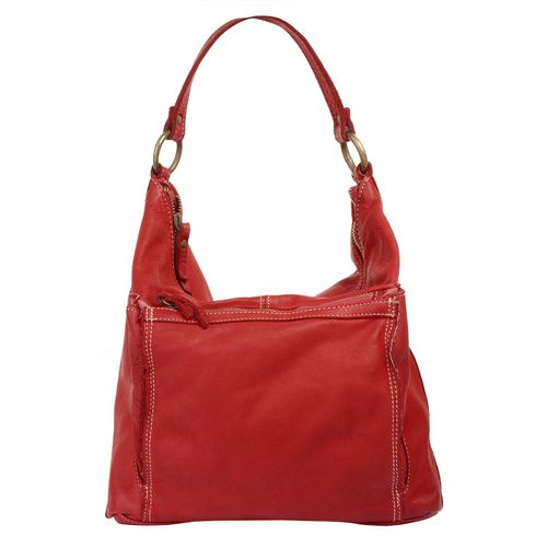 Shopper CLUTY, Damen, Gr. B/H/T: 32cm x 30cm x 8cm onesize, rot, Leder, unifarben, leicht glänzend, Taschen, echt Leder, Made in Italy