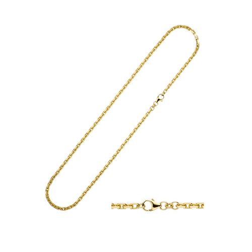 Goldkette JOBO, gold (gelbgold 333), Halsketten, Damen, Gelbgold 333, L: 45cm, Ankerkette 333 Gold diamantiert 45 cm 3 mm