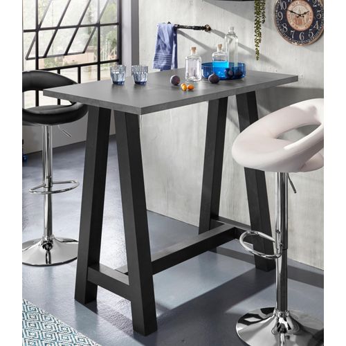 Bartisch MÄUSBACHER, schwarz (schwarzstahl, graphitfarben, schwarzstahl), B:140cm H:105cm T:70cm, Tische, Bartisch, Gestell in A-Form (Breite 120, 140 oder 160 cm)