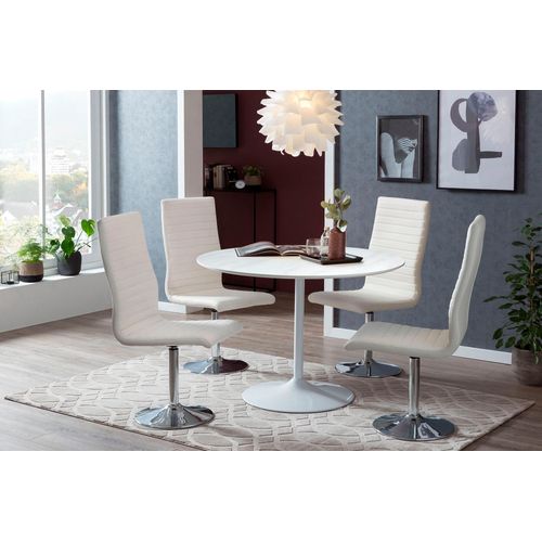 Bistrotisch SALESFEVER, weiß (weiß, weiß, weiß), B:110cm H:75cm T:110cm, Tische, Tischplatte in Marmoroptik