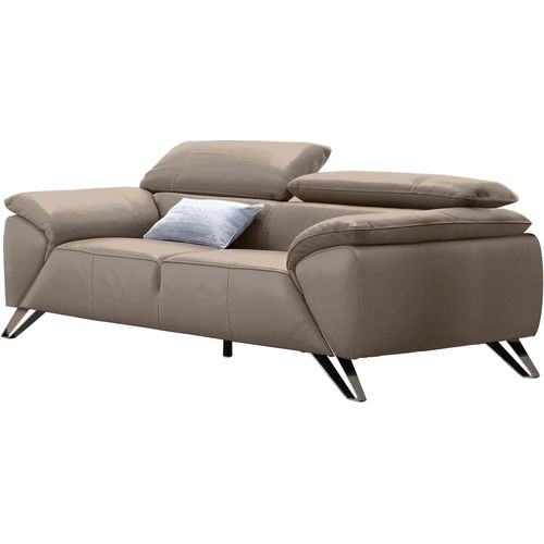 2,5-Sitzer NICOLETTI HOME, braun (taupe scuro), B:204cm H:72cm T:107cm, Sofas, Breite 204 cm, inklusive Kopfteilverstellung, Metallfüße