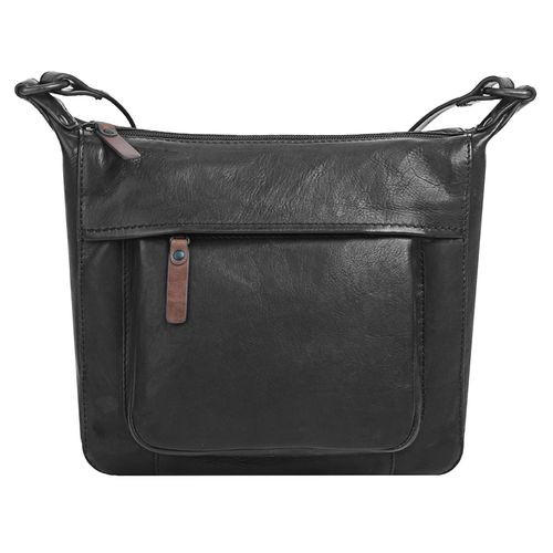 Umhängetasche X-ZONE, Damen, Gr. B/H/T: 23cm x 21cm x 9cm onesize, schwarz, Leder, unifarben, Taschen, echt Leder