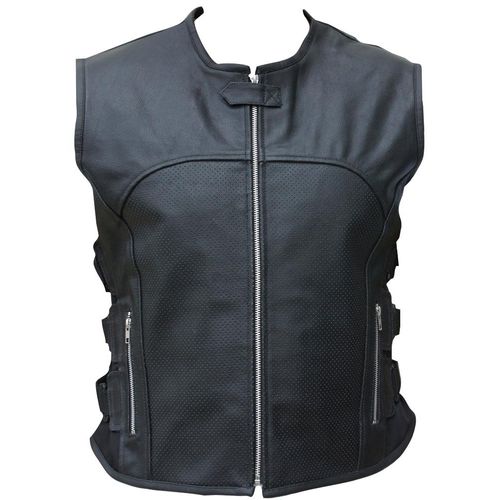 Motorradweste PROANTI Gr. L, schwarz, Westen, L, Obermaterial: 100% Rindsleder. Innenfutter: 100% Polyester, aus Leder