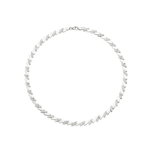 Collier JOBO, silber (silber 925), Halsketten, Damen, Silber 925 (Sterlingsilber), L: 45cm, 925 Silber mit 144 Zirkonia 45 cm