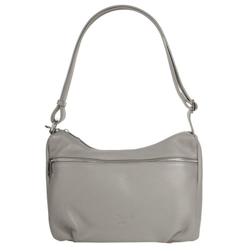 Shopper SAMANTHA LOOK, Damen, Gr. B/H/T: 29cm x 22cm x 13cm onesize, grau, Leder, unifarben, leicht glänzend, Taschen, echt Leder, Made in Italy