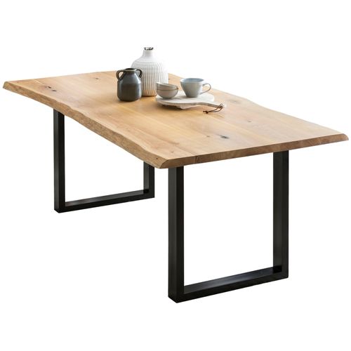 Esstisch SALESFEVER, schwarz (natur, schwarz, schwarz, natur), B:240cm H:75cm T:100cm, Tische, 40 mm Tischplatte aus Eiche mit UV Lack lackiert