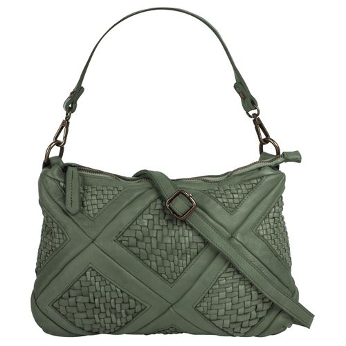 Umhängetasche SAMANTHA LOOK, Damen, Gr. B/H/T: 24cm x 22cm x 5cm onesize, grün, Leder, Taschen Handtasche, echt Leder, Made in Italy