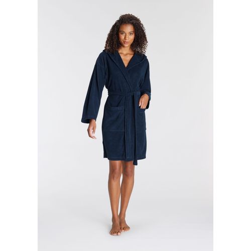 Bademantel VIVANCE DREAMS, Damen, Gr. XXL/48 (50), blau (navy), Baumwoll-Mix, unifarben, Kurzform, Hausmäntel, in Mini Länge