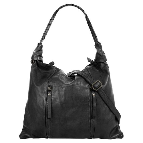 Shopper SAMANTHA LOOK, Damen, Gr. B/H/T: 40cm x 35cm x 2cm onesize, schwarz, Leder, vintage, Taschen, echt Leder, Made in Italy