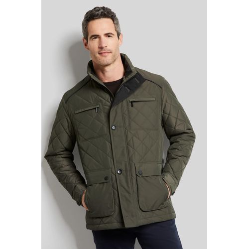 Langjacke BUGATTI, Herren, Gr. 52, grün (oliv), 100% Polyester, unifarben, casual, regular fit, Langarm Manschette, Jacken, im Rautenstepp