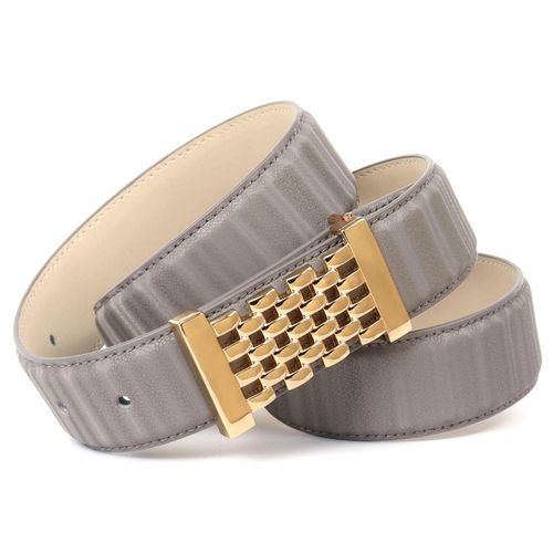 Ledergürtel ANTHONI CROWN, Damen, Gr. 100, grau, Rindsleder, unifarben, elegant,feminin,klassisch,modisch, Gürtel, mit goldfarbener Koppelschließe