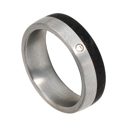 Diamantring JOBO Gr. 58, silber (edelstahlfarben), Fingerringe, Damen, 58, SI = kleine Einschlüsse, Diamanten-Carbon-Edelstahl, Diamanten, Carbon, Edelstahl, Edelstahl und Carbon mit Diamant