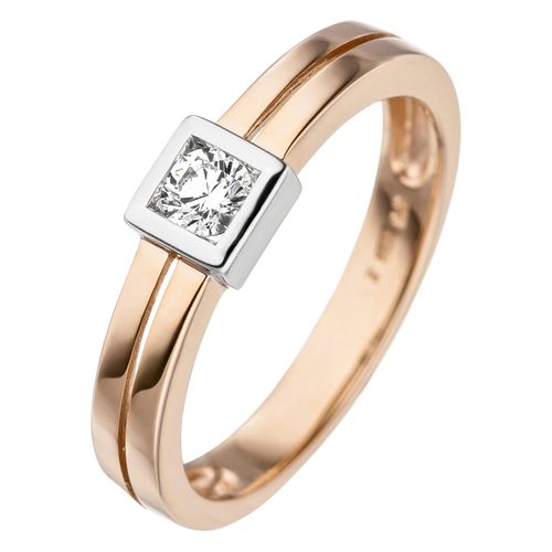 Goldring JOBO Gr. 50, rosa (roségold 375), Fingerringe, Damen, 50, Roségold 375, Rosu00e9gold 375, 375 Roségold bicolor mit Zirkonia