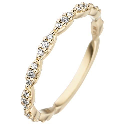 Diamantring JOBO Fingerringe Gr. 54, SI = kleine Einschlüsse, Gelbgold 585-Diamanten, gelb (gelbgold 585) Damen 585 Gold mit 27 Diamanten