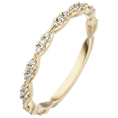 Diamantring JOBO Gr. 58, gelb (gelbgold 585), Fingerringe, Damen, 58, SI = kleine Einschlüsse, Gelbgold 585-Diamanten, Gelbgold 585, Diamanten, 585 Gold mit 27 Diamanten