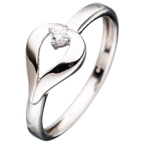 Goldring JOBO Gr. 52, weiß (weißgold 333), Fingerringe, Damen, 52, Weißgold 333, 333 Weißgold mit Zirkonia