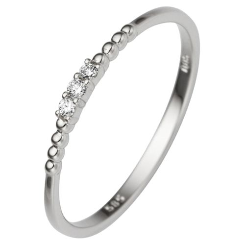 Diamantring JOBO Gr. 52, weiß (weißgold 585), Fingerringe, Damen, 52, SI = kleine Einschlüsse, Weißgold 585-Diamanten, Weißgold 585, Diamanten, schmal 585 Weißgold mit 3 Diamanten