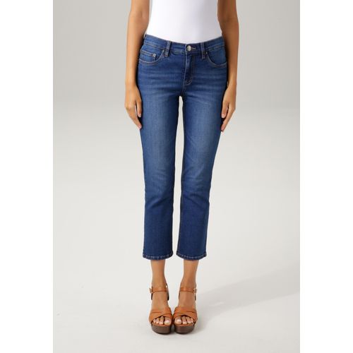 Bootcut-Jeans ANISTON CASUAL, Damen, Gr. 36, N-Gr, blau (pacific (blau used)), Denim/Jeans, Obermaterial: 98% Baumwolle, 2% Elasthan, leichte Abriebeffekte, modisch, figurbetont 7/8-Länge, Jeans, in trendiger 7/8-Länge, Topseller