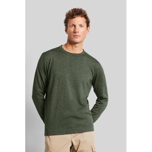 Rundhalspullover BUGATTI, Herren, Gr. XL, grün (moos), Sweatware, 75% Baumwolle, 25% Polyacryl, casual, regular fit, Rundhals, Langarm Rippbündchen, Pullover, mit bequemer Passform