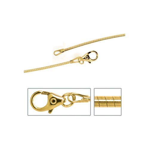 Halsreif JOBO, gelb (gelbgold 585), Halsketten, Damen, Gelbgold 585, L: 50cm, 585 Gold 50 cm 1,1 mm