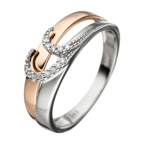 Diamantring JOBO Gr. 60, rosa (roségold 585), Fingerringe, Damen, 60, SI = kleine Einschlüsse, Roségold 585-Weißgold 585-Diamanten, Rosu00e9gold 585, Weißgold 585, Diamanten, 585 Gold bicolor mit 13 Diamanten