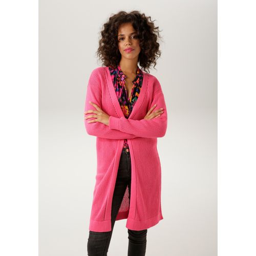 Strickjacke ANISTON CASUAL Gr. 36, pink Damen Strickjacken im trendigem Netzstrickmuster